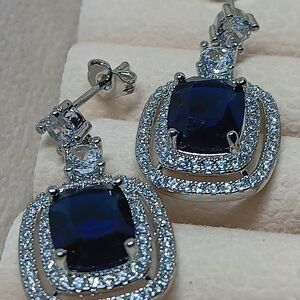 NWOTs Crystal Silver and Blue Pierced Earrings